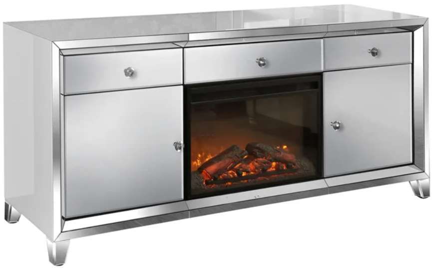 Stylecraft Chrome/Silver Mirror Fire Place with Insert | Fischer ...