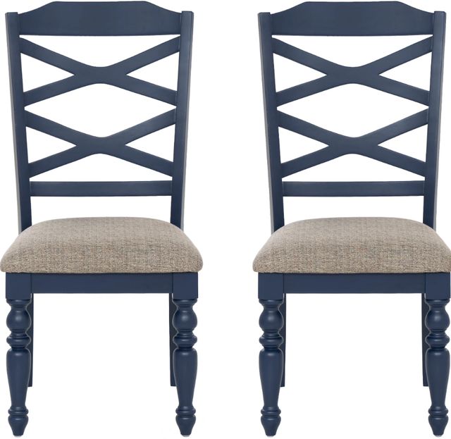 Powell® Trimble 2-Piece Beige/Navy Blue Dining Side Chair Set-3