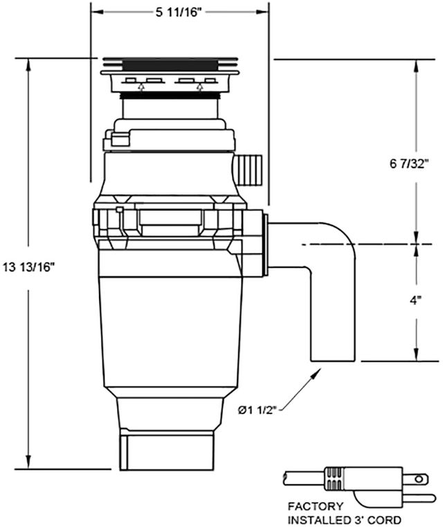 XO 0.5 HP Continuous Feed Stainless Steel Garbage Disposer-1