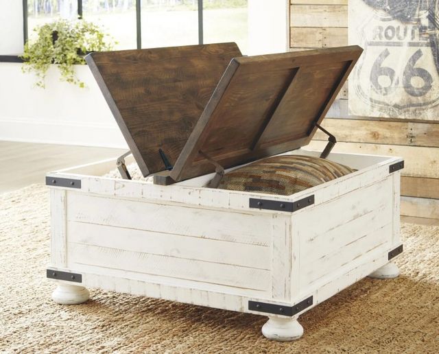 Signature Design by Ashley® Wystfield Brown Storage Coffee Table with Antique White Base-4