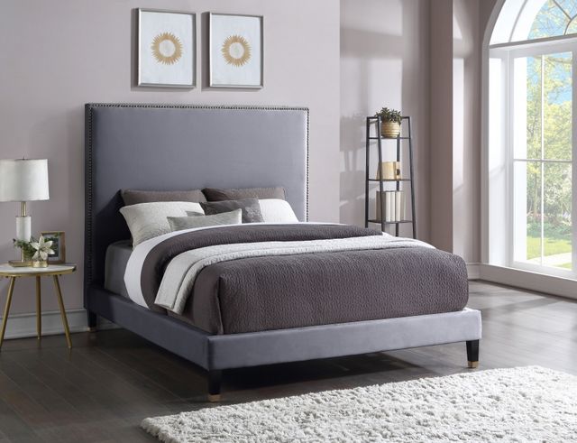 Meridian Furniture Harlie Grey Velvet King Bed-3