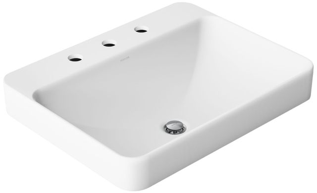 Kohler Vox® White 23" 3 Faucet Holes Rectangular Vessel Bathroom Sink-0