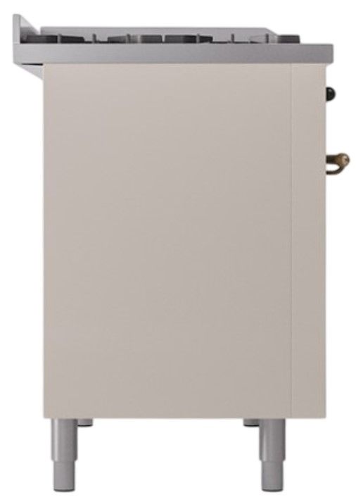 Ilve® Nostalgie II Noblesse 48'' Antique White Pro Style Dual Fuel Range with Burnished Trim-2