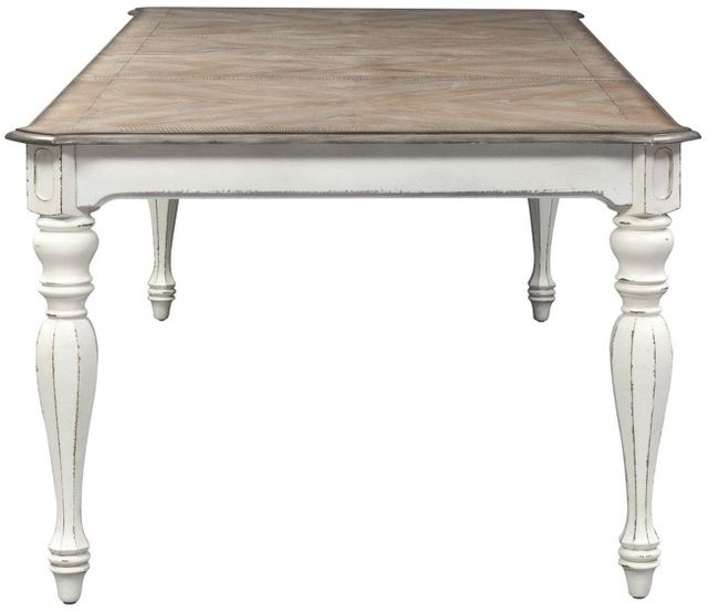 Liberty Furniture Magnolia Manor Weathered Bark 2-Leaves Extendable Dining Table with Antique White Base-3