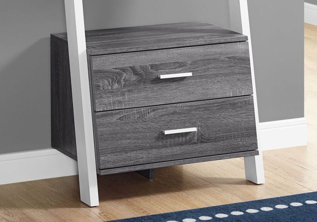 Monarch Specialties Inc. 69"H Grey-White Ladder with 2 Storage Drawers-3