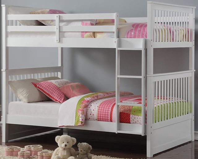 IFDC White Youth Double/Double Bunk Storage Bed-0