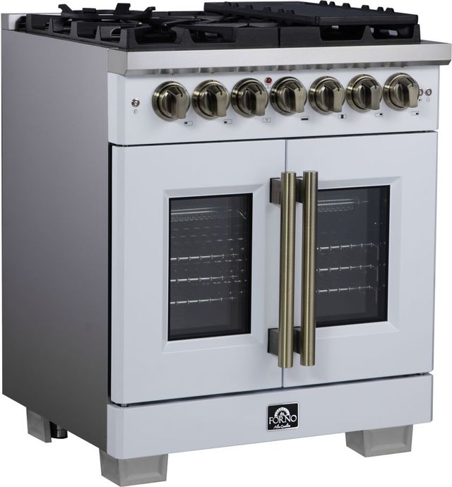 FORNO® Capriasca Series Alta Qualita 30" White Pro Style Dual Fuel Range-2