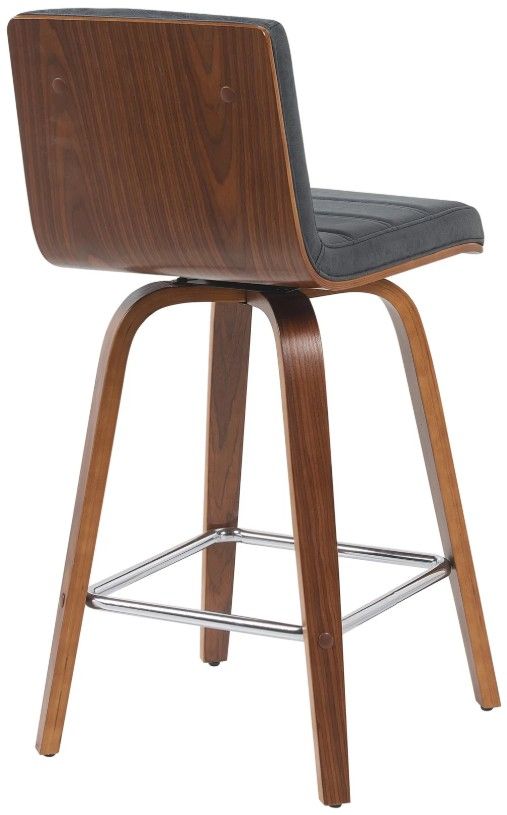 Armen Living Vienna 3-Piece Vintage Black/Walnut Swivel Counter Stool Set-3