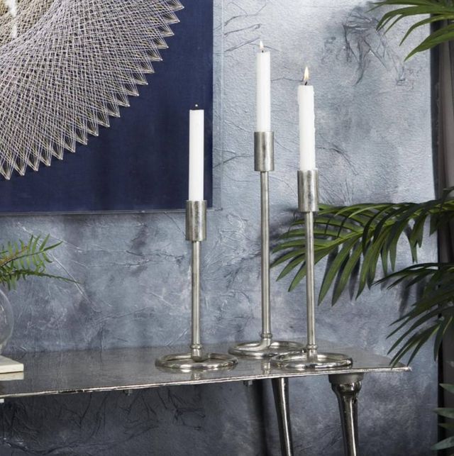 Deco Marche 3-Piece Silver Candle Holder Set-4