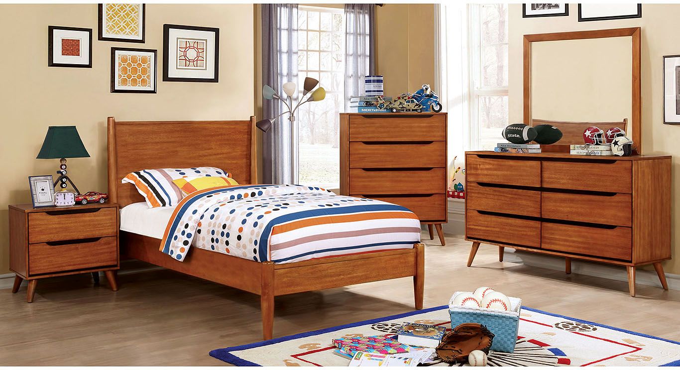 Furniture of America® Lennart II 4-Pieces Oak Queen Bedroom