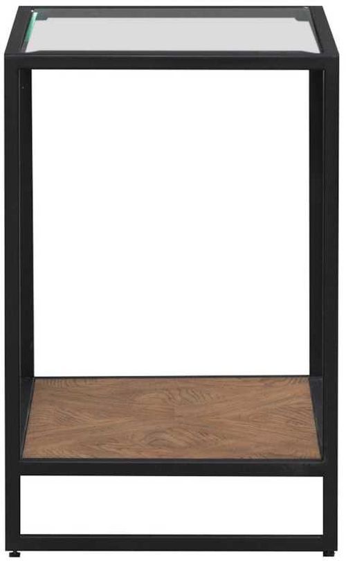 Liberty Furniture Bedford Glass Top Chairside Table with Black/Weathered Oak Base-2