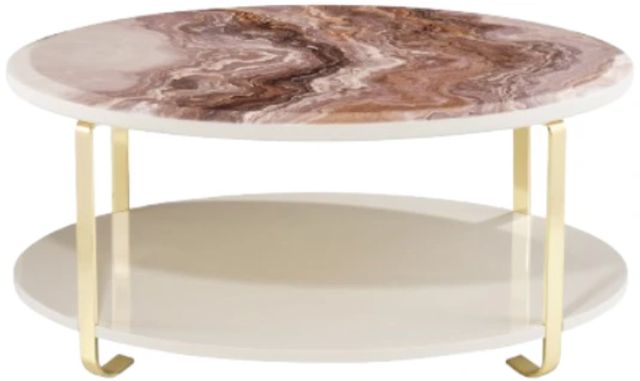 Michael Amini® Ariana Beige Cocktail Table with Gold Base-2
