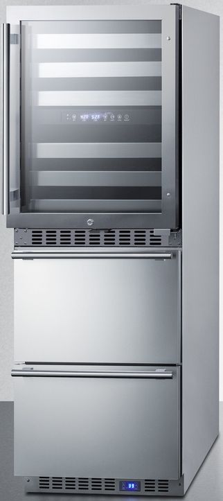 Summit® 24" Stainless Steel Wine Cooler and Refrigerator Drawers-2
