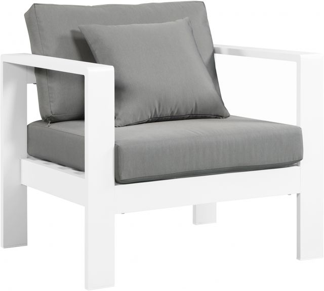 Meridian Furniture Nizuc Grey Waterproof Fabric Outdoor Patio Aluminum Armless Chair-0