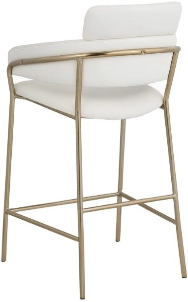 Meridian Furniture Yara Brushed Brass/Cream Counter Stool-2