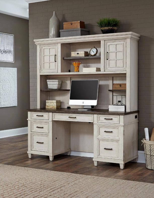 aspenhome® Caraway Aged Ivory Credenza Desk-1