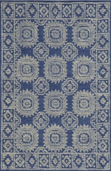 KAS Rugs Hudson Navy Suzani 5'x7' Area Rug-0