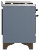 Ilve® Majestic III 48" Blue Gray Pro Style Dual Fuel Liquid Propane Range with 5 Black Brass Burners and Burnished Trim-3