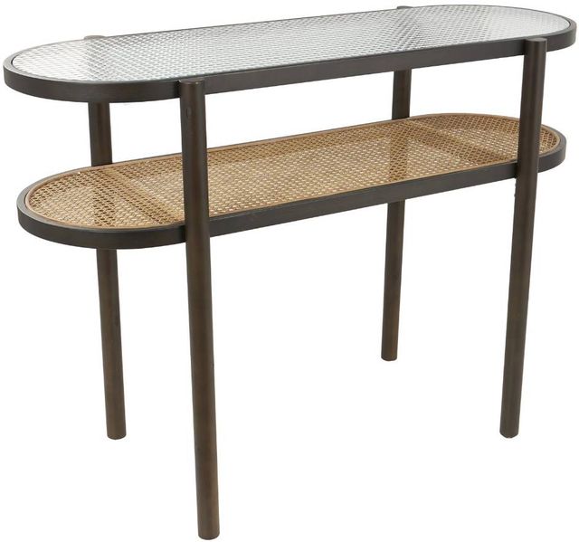 Deco Marche Brown Console Table with Pressed Tempered Glass Top-0