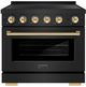 ZLINE Autograph Edition Paramount 36" Black Stainless Steel Pro Style Induction Range with Polished Gold Accents-0
