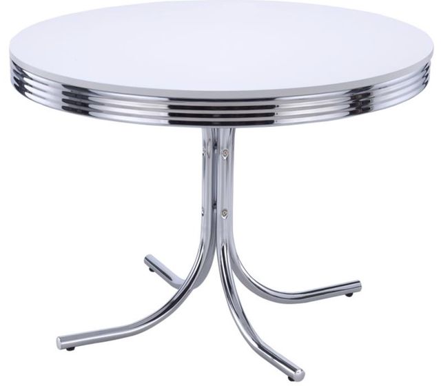 Coaster® Retro 5-Piece Red/White Round Dining Table Set-1