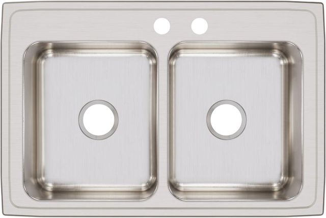 Elkay Lustertone® Classic Lustrous Satin 33" x 22" x 8-1/8" MR2-Hole Equal Double Bowl Drop-In Sink-1