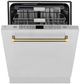 ZLINE Autograph Edition Monument 24" Stainless Steel Top Touch Control 3rd Rack Dishwasher with Auto Door Open Drying and Polished Gold Helix Handle -1