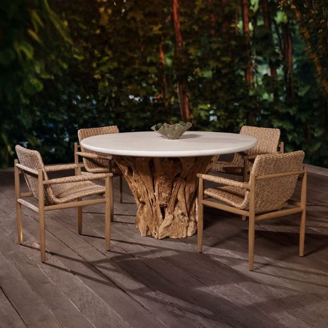 Uttermost® Stonewood White Wooden Indoor-Outdoor Dining Table-2