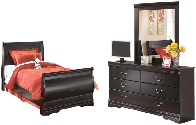 Signature Design by Ashley® Huey 3-Piece Black Full Sleigh Bed Set