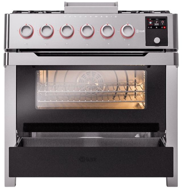 Ilve® Panoramagic 36" Stainless Steel Pro Style Dual Fuel Range-2