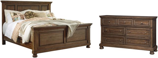 Signature Design by Ashley® Flynnter 2-Piece Medium Brown California King Panel Bed Set-0