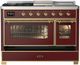 Ilve® Majestic III 48" Burgundy Pro Style Dual Fuel Natural Gas Range with 5 Black Brass Burners and Brass Trim-4