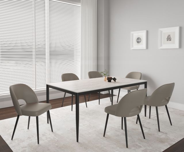 Cramco Marta Fossil Stone Top 70" Dining Table with Matte Black Base-3
