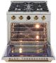 Kucht Professional KX Series 30" Stainless Steel Pro Style Propane Gas Dual Fuel Range with Gold Accents and Kucht Horus Thermostat-1