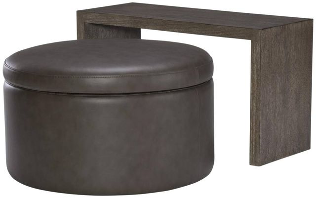 Legacy Classic Luna Miramar Mink/Ravello Earth Swivel Storage Ottoman with Wood Top Overlay-3