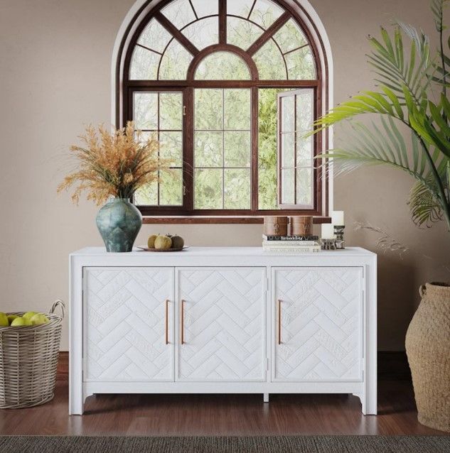 Jofran Inc. Gramercy Blanc 3-Door Accent Cabinet-1
