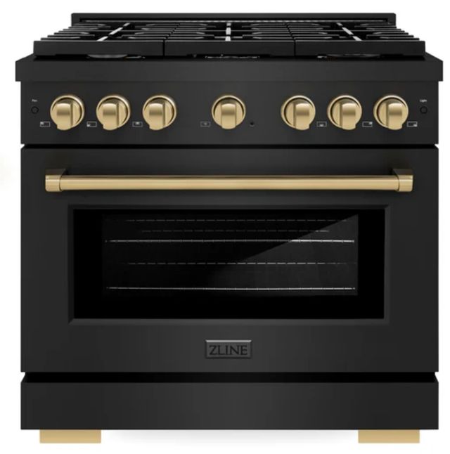 ZLINE Autograph Edition 36" Black Stainless Steel Pro Style Gas Range-0