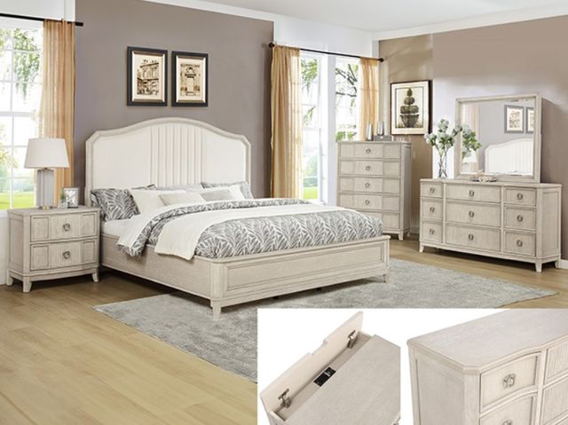 Crown Mark Napoli Beige King Upholstered Panel Bed-1