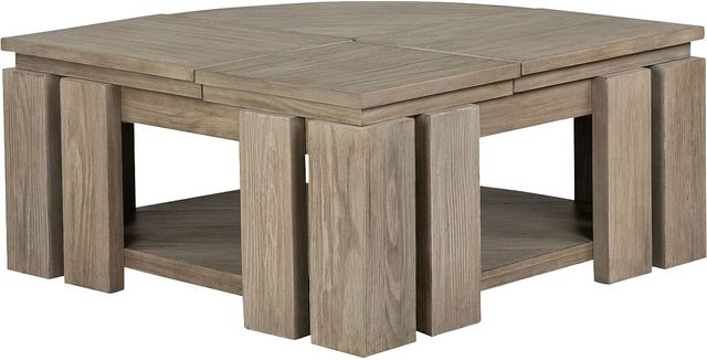 Magnussen Home® Conrad Stone Harbor Grey Pie Shaped Lift Top Cocktail Table with Casters-2