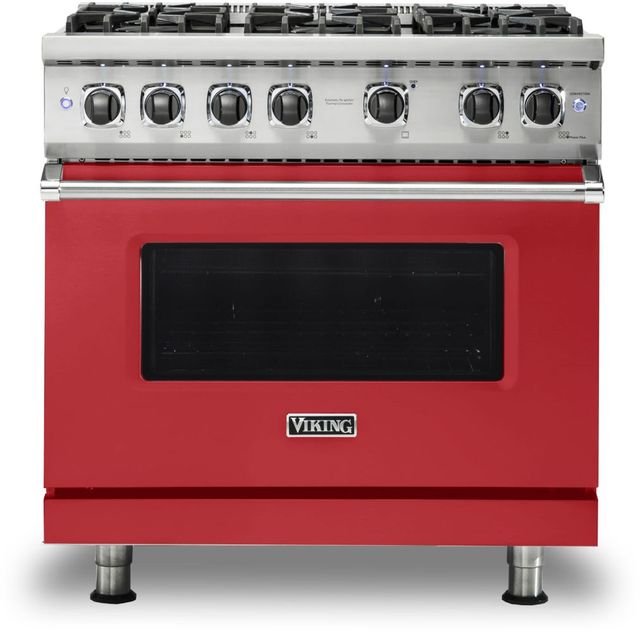 Viking® 5 Series 36" San Marzano Red Pro Style Natural Gas Range-0