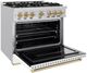 ZLINE Classic Series Autograph Edition 36" Stainless Steel Pro Style Gas Range with White Matte Door and Polished Gold Accents-2