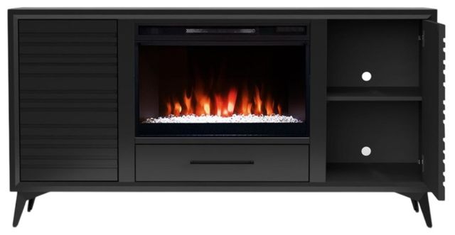 Legends Home Real Cozy Malibu Seal Skin Black 64" Fireplace Console-3