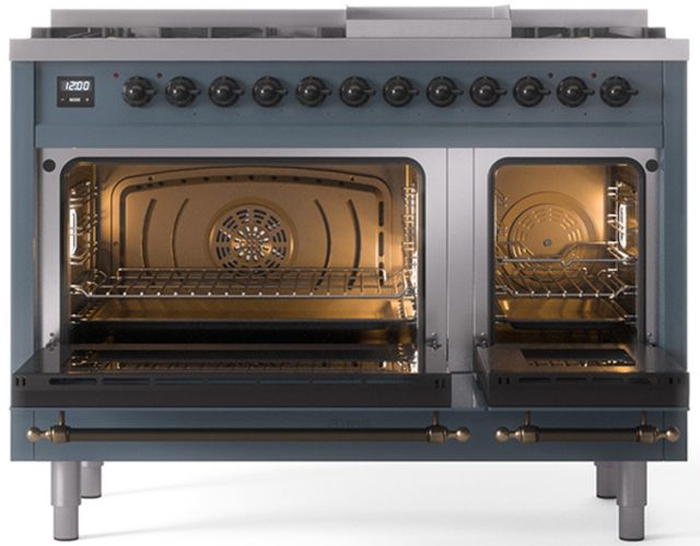 Ilve® Nostalgie II Series 48" Blue Gray Pro Style Dual Fuel Range-1