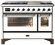 Ilve® Majestic III 48" White Pro Style Dual Fuel Natural Gas Range with Griddle and Burnished Trim-0
