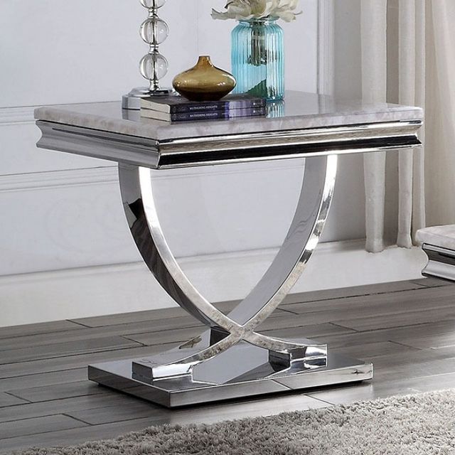 Furniture of America® Wettingen Chrome End Table-0