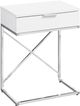 Monarch Specialties Inc. Glossy White 24"H Drawer Accent Table with Chrome Metal Base-0