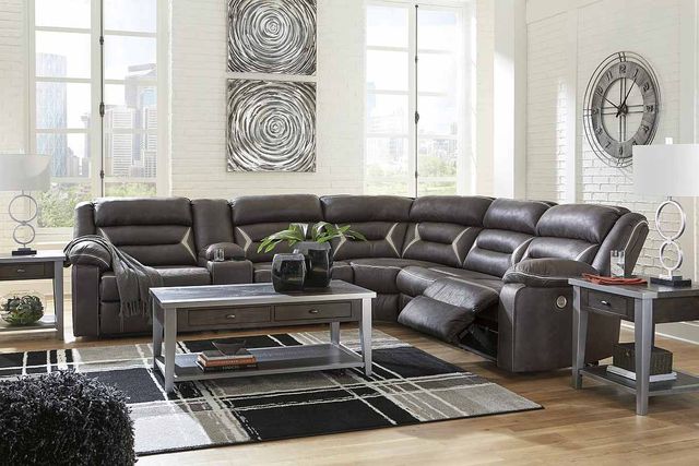 Signature Design by Ashley® Kincord 4-Piece 109" Midnight Curved Power Reclining Sectional -9