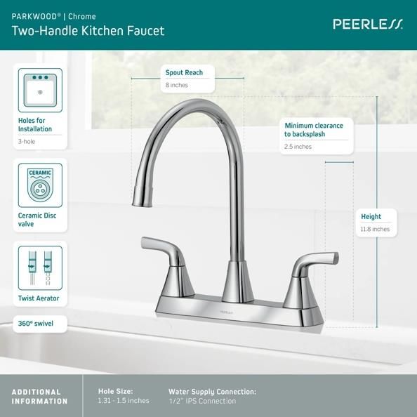 Peerless Parkwood® Chrome 12" 2-Handle Kitchen Faucet -1
