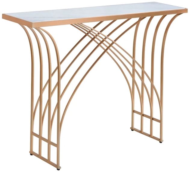 Stylecraft Gold/White Marble Arch Console Table-0