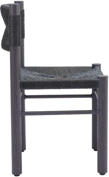 Zuo® Modern Iska 2-Piece Black Aluminum Outdoor Dining Side Chair Set-2